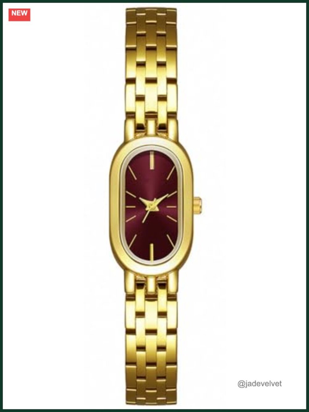 Vintage Oval Case Gold-Tone Women's Watch, Stainless Steel Bracelet,